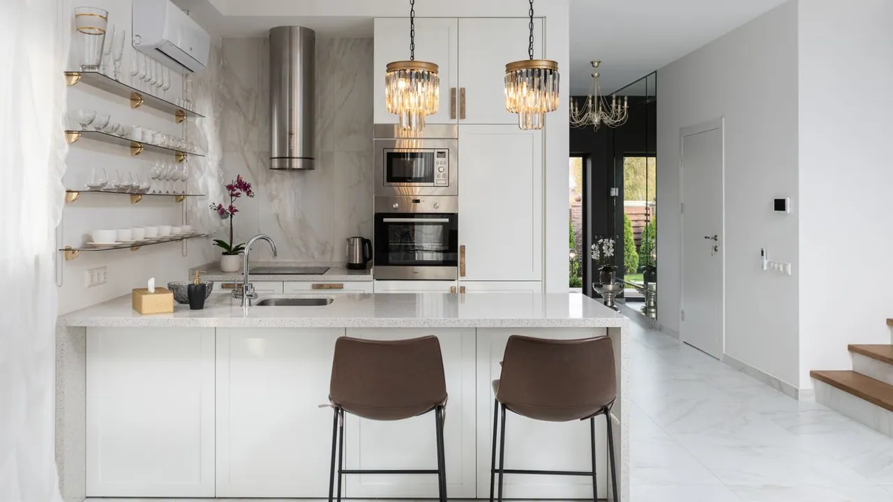Kitchen range hood and over-the-range microwave — the two mounting spots for StoveTop FireStop fire suppressor canisters